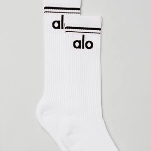 ALO Yoga White & Black Unisex Throwback Crew Socks